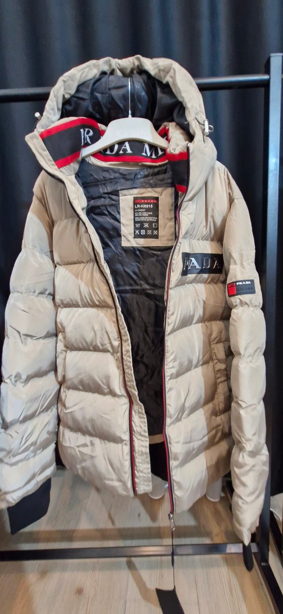 Bej Prada Kapüşonlu Erkek Mont - Görsel 4