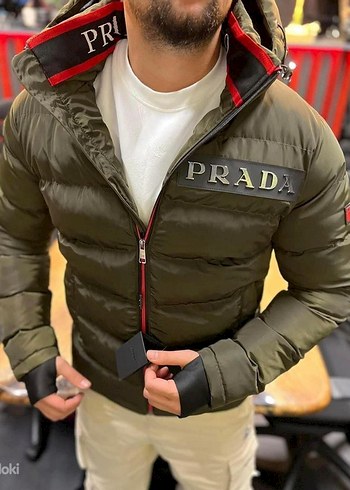 Prada Kapüşonlu Erkek Mont Haki - Görsel 2