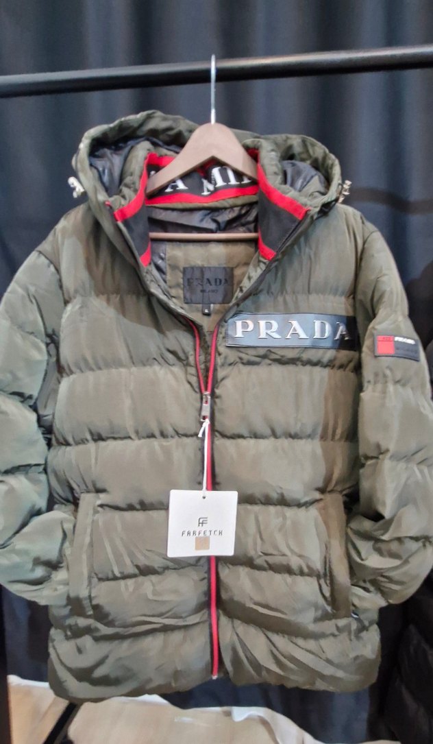 Prada Kapüşonlu Erkek Mont Haki - Görsel 3