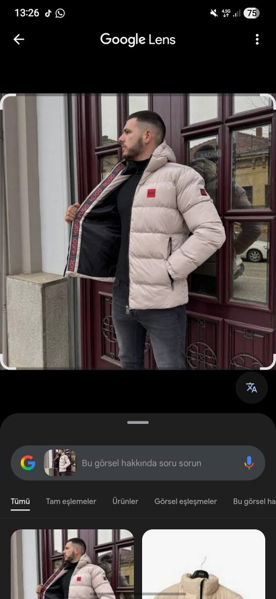 Hugo Beyaz Kapüşonlu Erkek Mont - Görsel 2