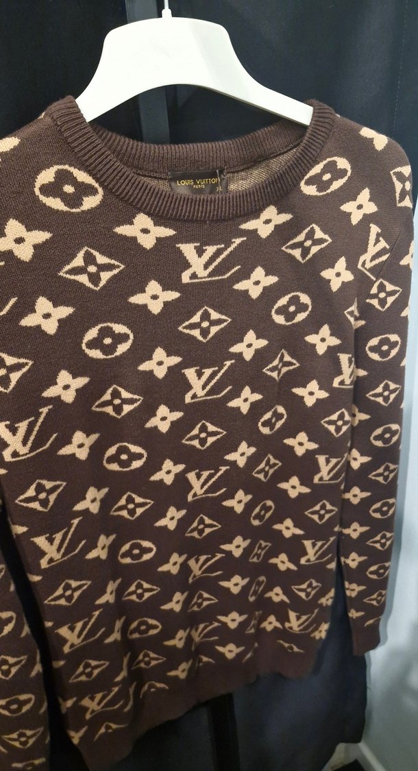 Kadın Kahverengi Desenli Triko Kazak - Görsel 4