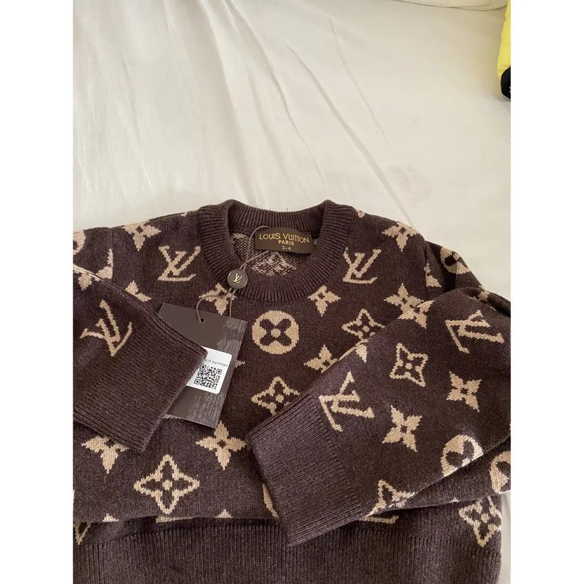 Kadın Kahverengi Desenli Triko Kazak - Görsel 2