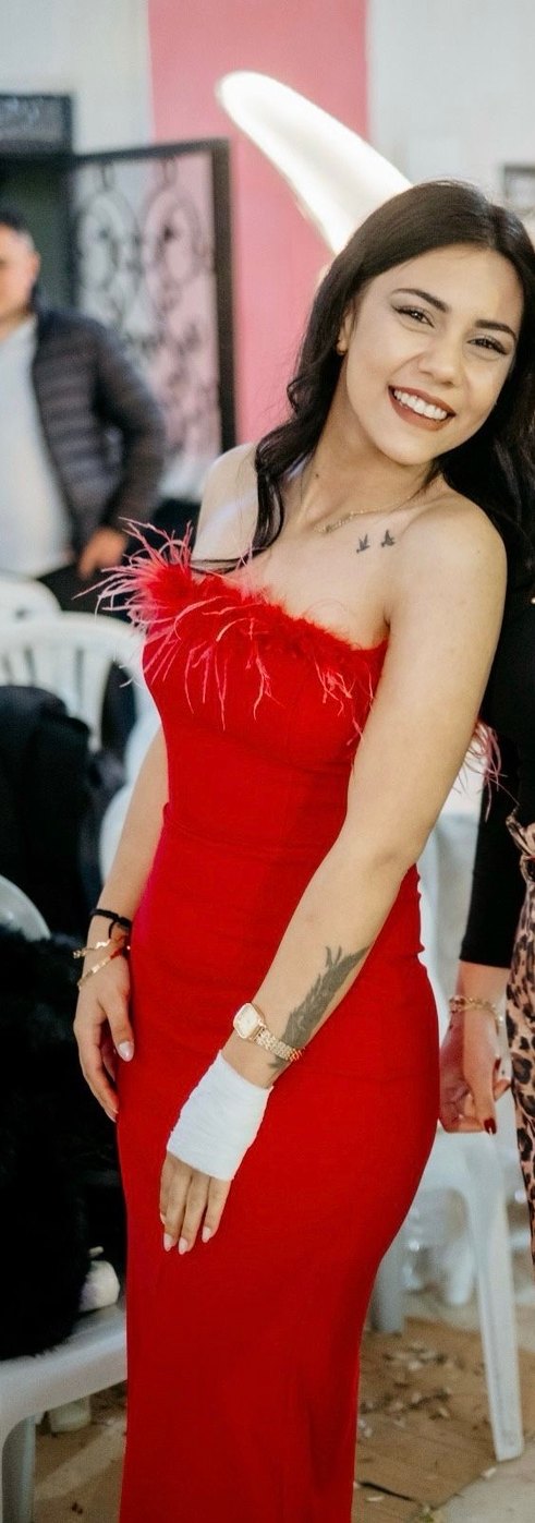 Uzun Parlak Kırmızı Straplez Kadın Abiye - Görsel 3