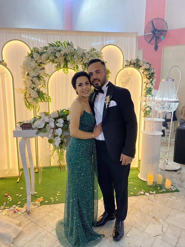 Yeşil Parlak Drapeli Uzun Abiye Elbise - Görsel 2