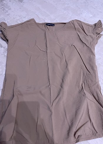 LC Waikiki Bej Keten Kumaşlı Fırfır Detaylı Kadın Bluz