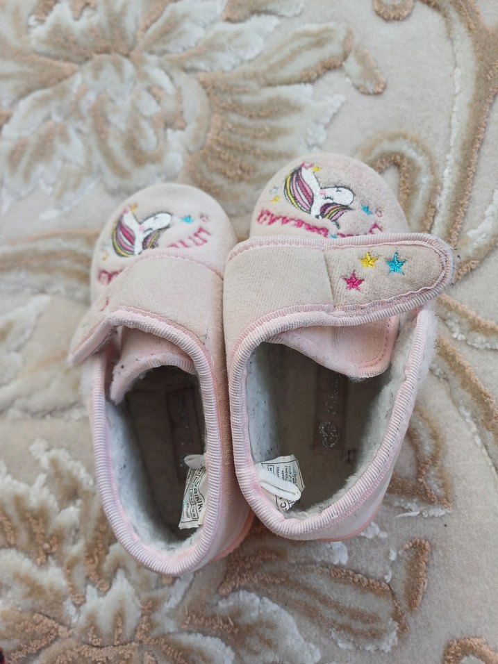 Kız Çocuk Pembe Polar Terlik Velcro - Görsel 2