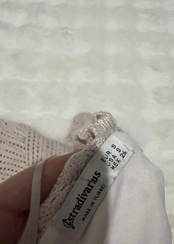 Stradivarius Bej Örgü Midi Elbise Halter Yaka