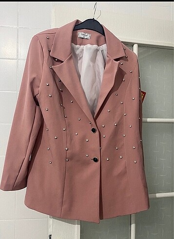 Taşlı Pudra blazer ceket