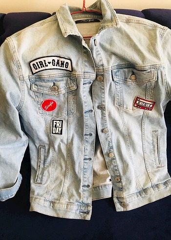Mavi Jeans Gri Düğmeli Uzun Kollu Kot Ceket