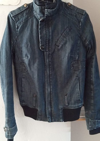 Gri Denim Ceket Uzun Kollu
