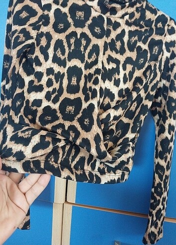 s Beden kahverengi Renk Leopar desenli crop
