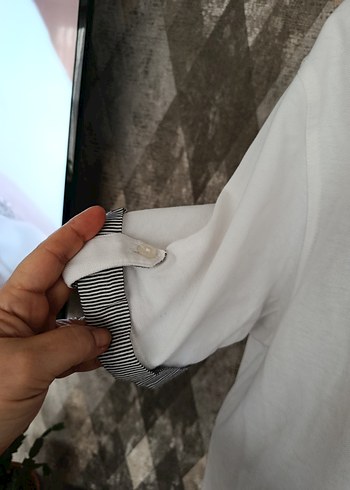 Düğmeli Gri Detaylı Beyaz Erkek Polo Tişört - Görsel 3