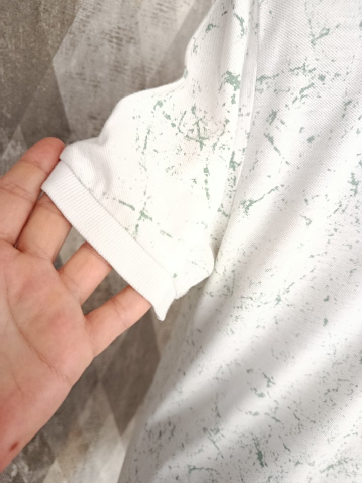 Beyaz haki Desenli Erkek Polo Tişört - Görsel 3