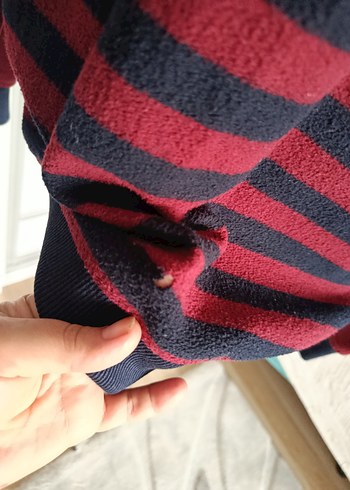 Uzun Kollu bordo Çizgili Triko Kazak - Görsel 5