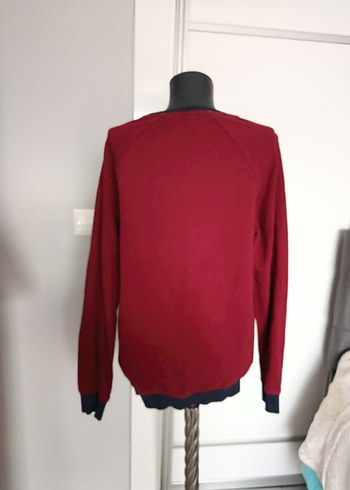 Uzun Kollu bordo Çizgili Triko Kazak - Görsel 3