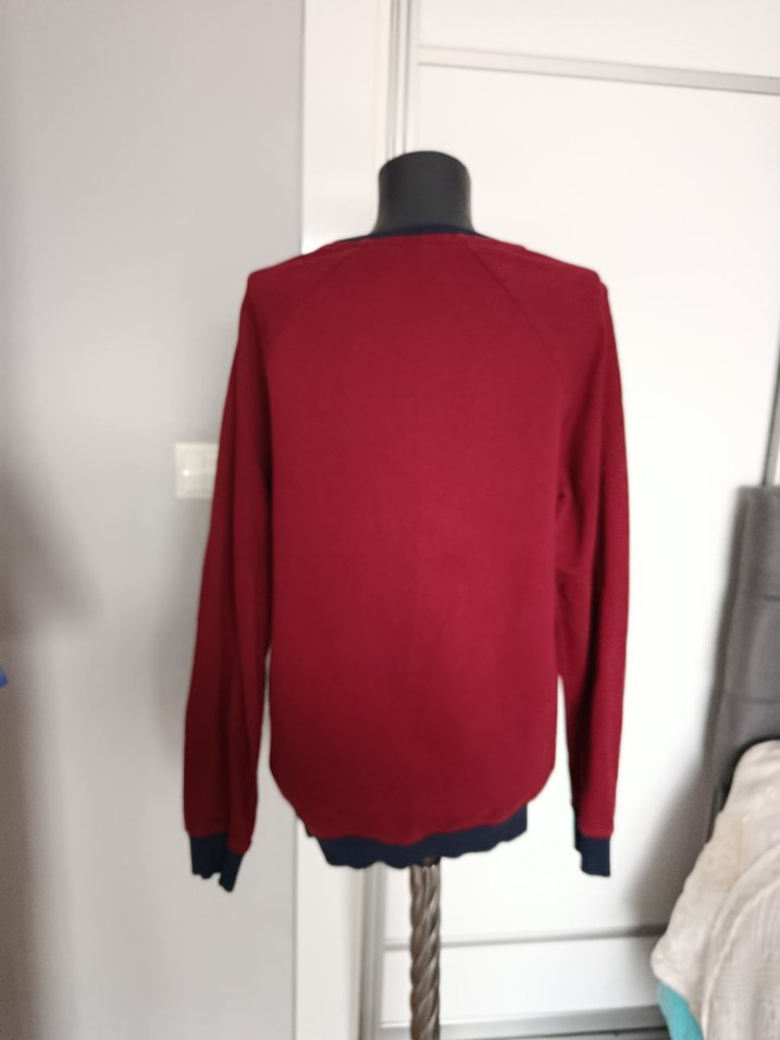 Uzun Kollu bordo Çizgili Triko Kazak - Görsel 3