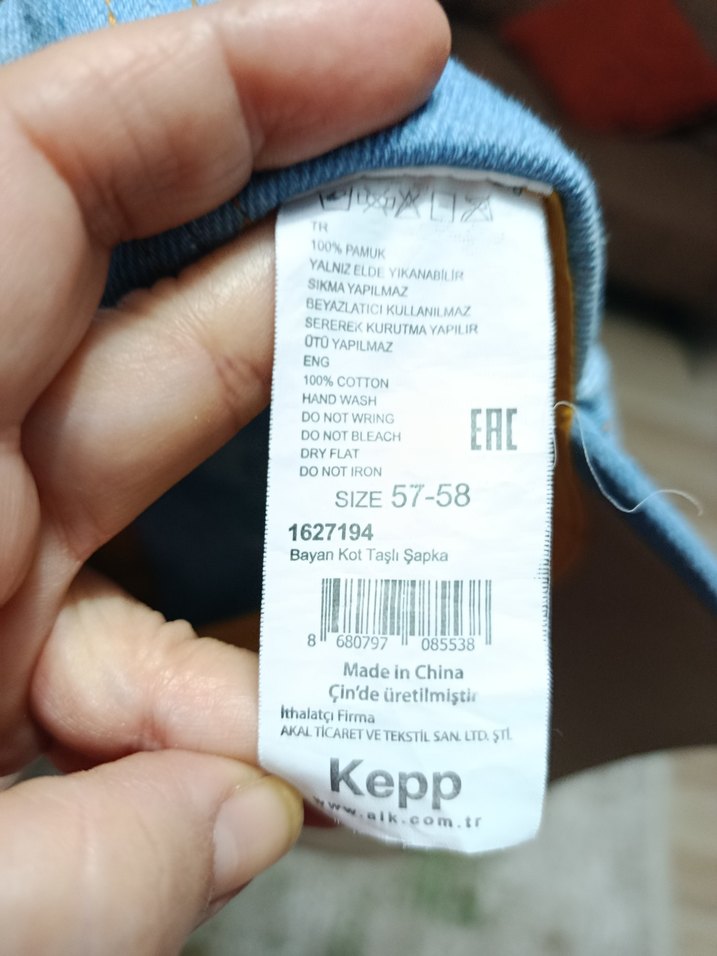 Mavi taşlı Jean Kadın Şapka - Görsel 4