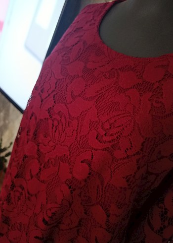 Bordo Dantel Detaylı Kadın Bluz - Görsel 3