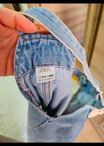 Mavi Nakışlı Kız Çocuk Kot Salopet - Görsel 2