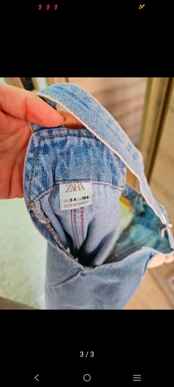 Mavi Nakışlı Kız Çocuk Kot Salopet - Görsel 2