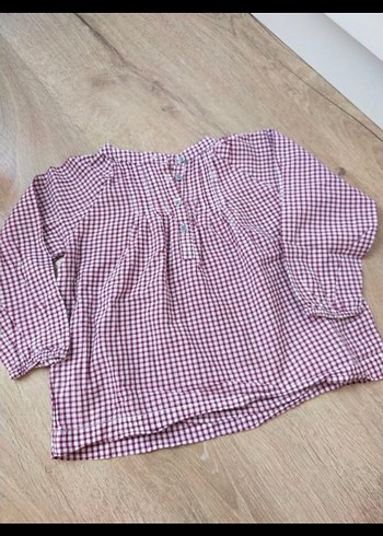 Bordo Kareli Kız çocuk gömlek Düğmeli - Görsel 2