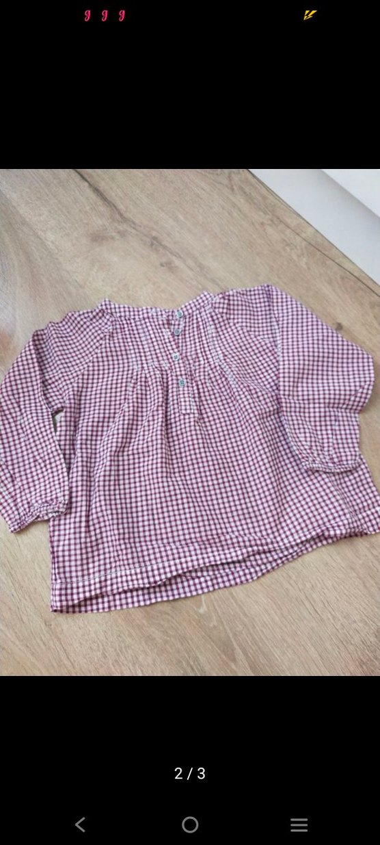 Bordo Kareli Kız çocuk gömlek Düğmeli - Görsel 2