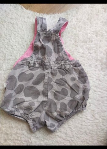 Kız Çocuk Gri Düğmeli Askılı Tulum - Görsel 2