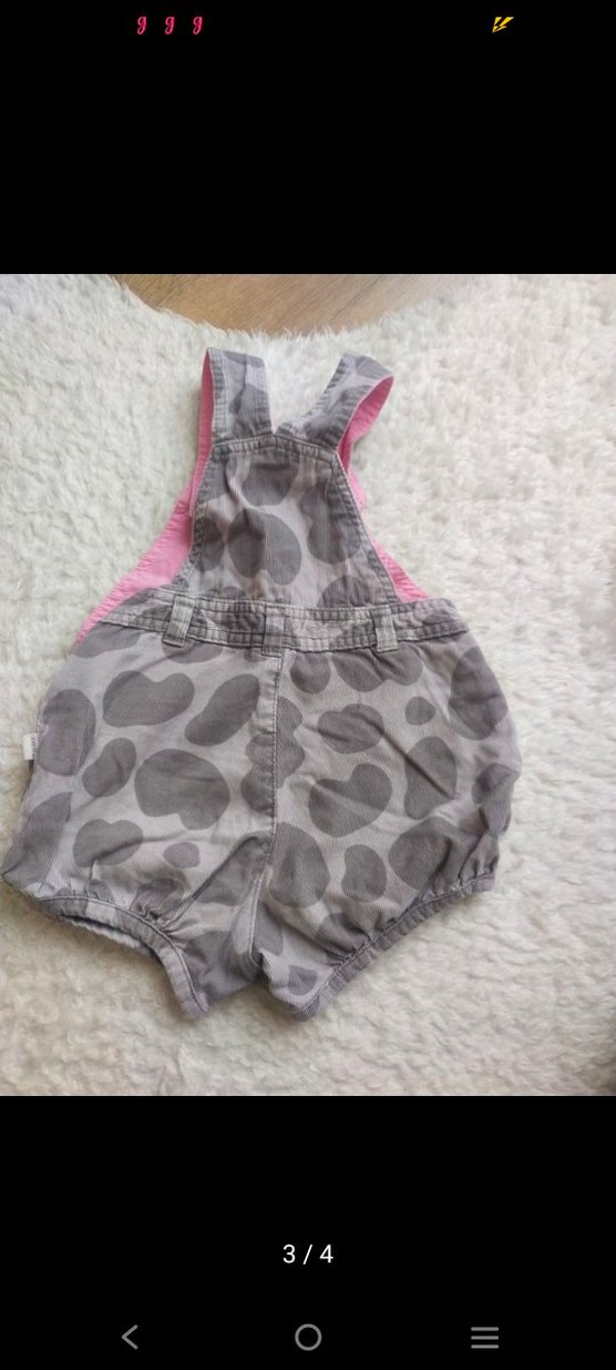 Kız Çocuk Gri Düğmeli Askılı Tulum - Görsel 2