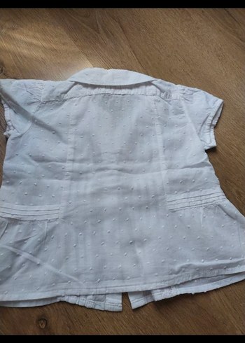 Kız Çocuk Beyaz Düğmeli Kısa Kollu Gömlek - Görsel 2