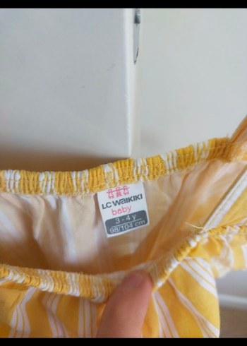 Sarı Çizgili Bebek Kız Tulum Fırfırlı - Görsel 2