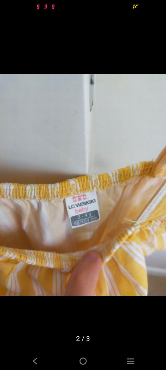 Sarı Çizgili Bebek Kız Tulum Fırfırlı - Görsel 2