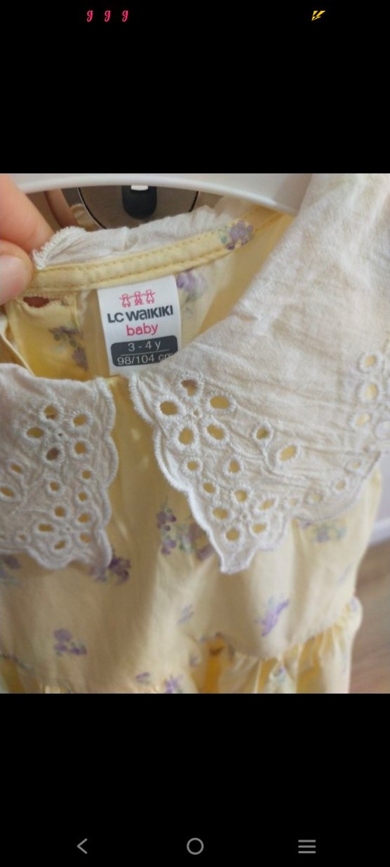 Sarı Nakışlı Kolsuz Kız Elbisesi - Görsel 2