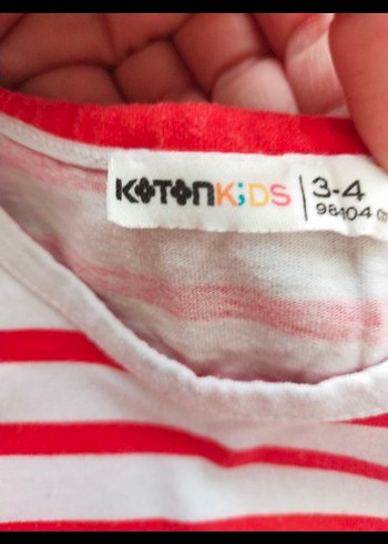 Kız Çocuk Kırmızı Çizgili Fırfırlı Tişört - Görsel 2