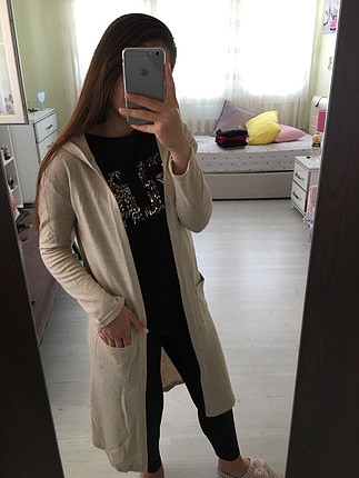 s Beden Krem renk uzun ceket
