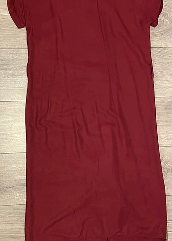 Bordo Düğmeli Uzun Elbise - Görsel 2