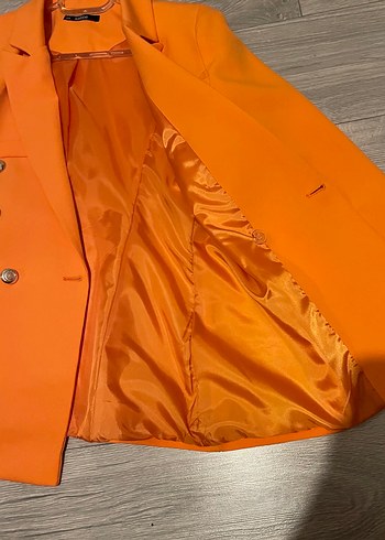 Turuncu Düğmeli Kadın Blazer Ceket - Görsel 5