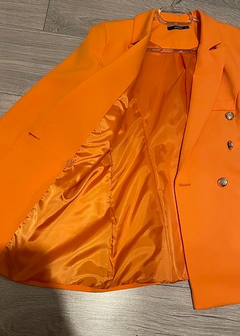 Turuncu Düğmeli Kadın Blazer Ceket - Görsel 6