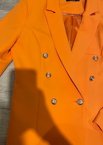 Turuncu Düğmeli Kadın Blazer Ceket - Görsel 4