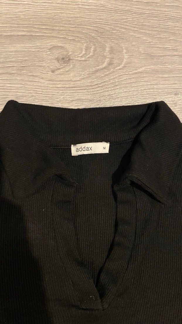 Siyah Uzun Kollu Polo Tişört - Görsel 3