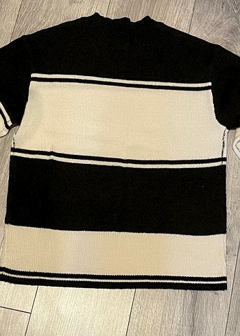 Kadın Siyah Beyaz Kazak - Görsel 3