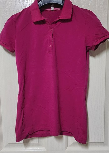 Koyu Pembe Kısa Kollu Polo Tişört