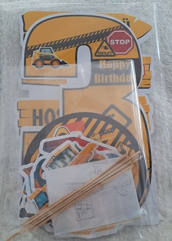 Sarı İnşaat Temalı Doğum Günü Parti Seti 3 yaş - Görsel 3