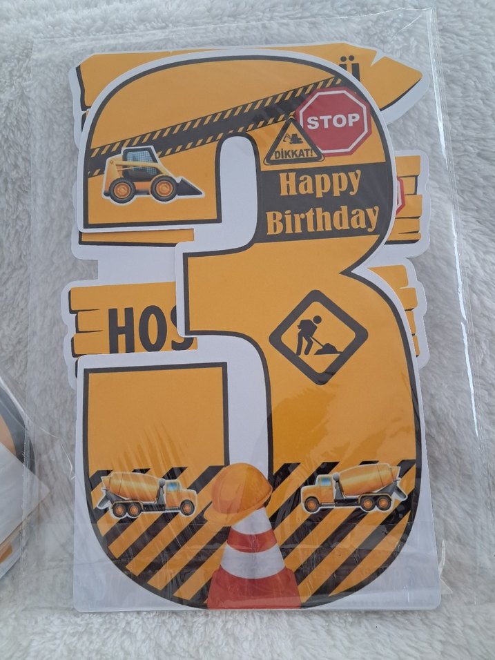 Sarı İnşaat Temalı Doğum Günü Parti Seti 3 yaş - Görsel 2