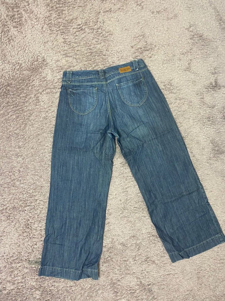 Kadın Geniş Kesim Midi Kot Pantolon - Görsel 3