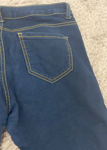 Düğmeli Mavi Kadın Denim Pantolon - Görsel 3