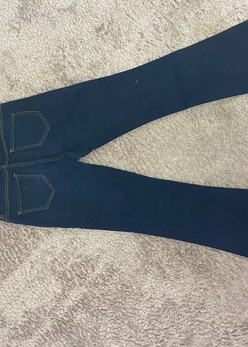 Düğmeli Mavi Kadın Denim Pantolon - Görsel 4