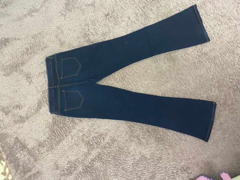 Düğmeli Mavi Kadın Denim Pantolon - Görsel 4