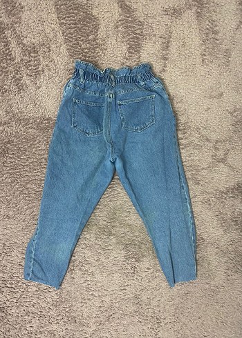 Düğmeli Mavi Midi Bol Kesim Kot Pantolon - Görsel 2