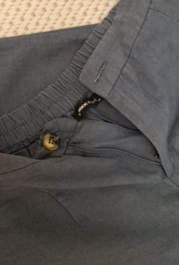 kadın petrol mavisi kumaş pantolon - Görsel 3