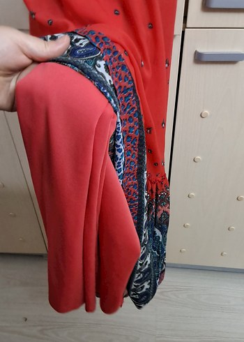 Renkli Desenli Uzun Kadın  Elbise - Görsel 5